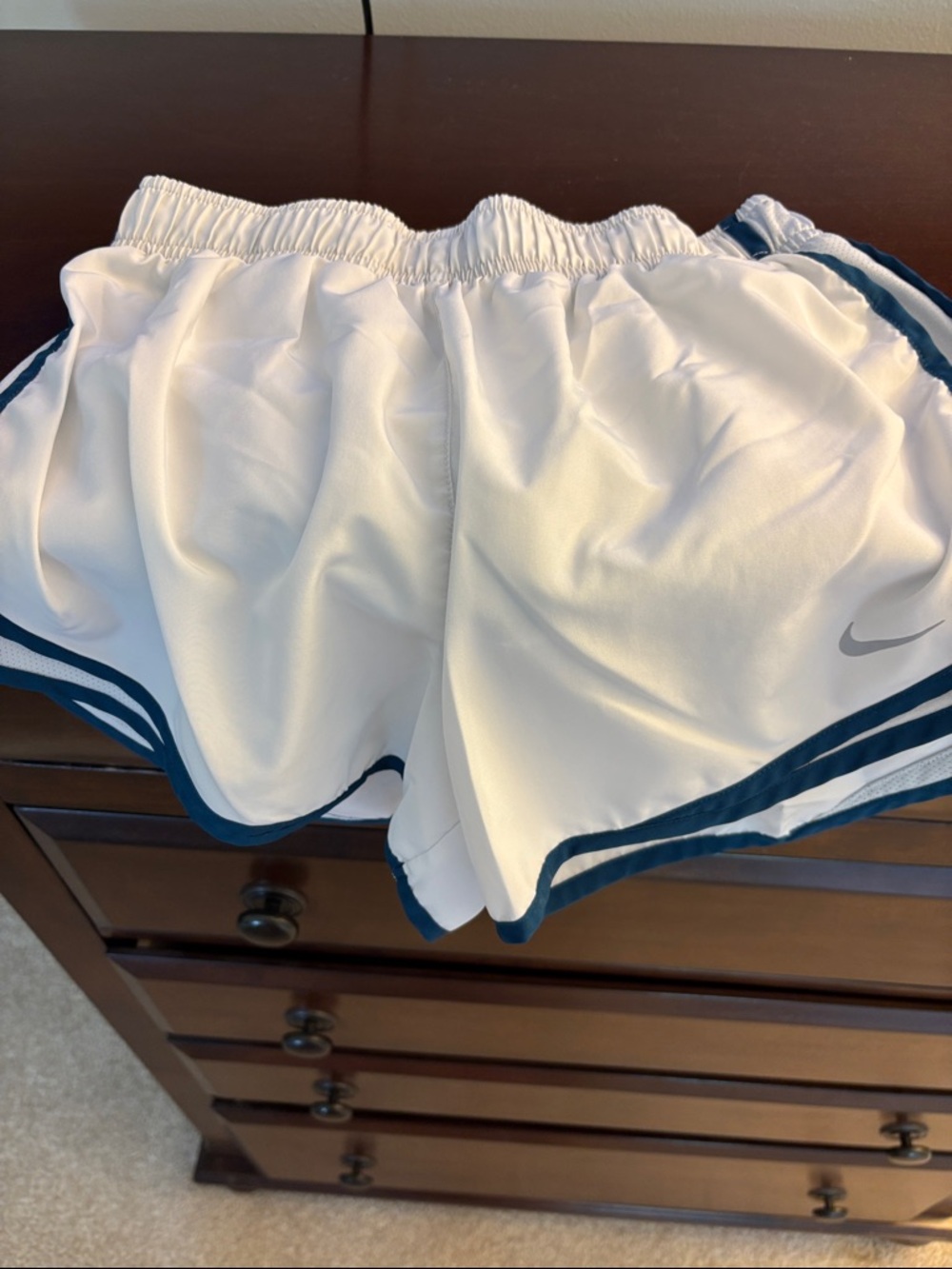 Nike White Shorts with Navy Trim